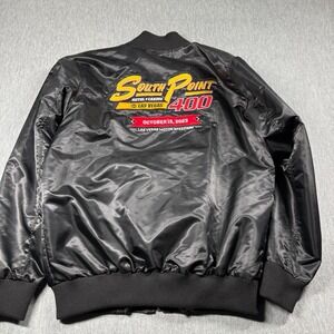 SMI Properties Jacket Mens L Black Satin Bomber Brendan Gaughan NASCAR Vegas